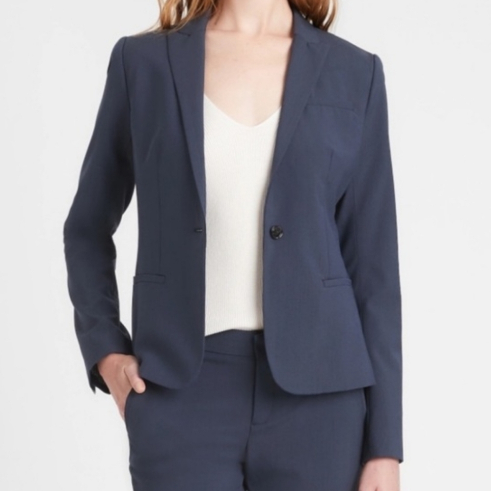 Banana Republic Classic Fit Marzotto Italian Wool Jacket Blazer Size 0 Navy